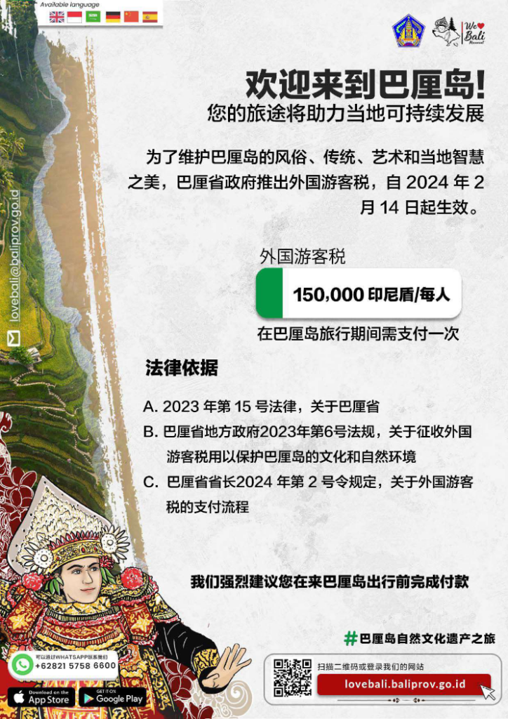 峇里島觀光稅公告